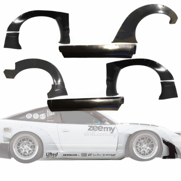 VSaero FRP TKYO v2 Wide Body Flares w Side Skirts 8pc for Nissan 240SX 1989-1994 > 2/3dr