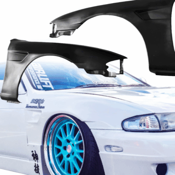 VSaero FRP TKYO v1 Wide Body Fenders (front) 30mm for Nissan 240SX (S14) 1995-1996 - Image 6