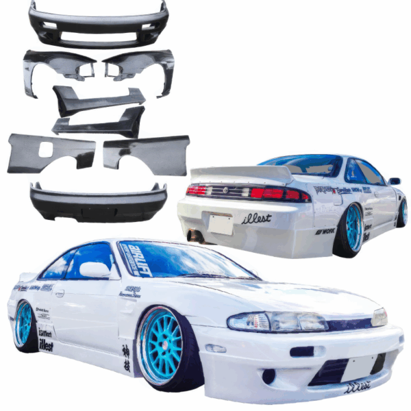 VSaero FRP TKYO v1 Wide Body Kit 8pc for Nissan 240SX (S14) 1995-1996 - Image 2
