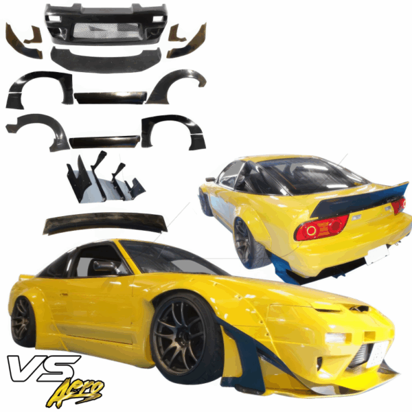 VSaero FRP TKYO v2 Wide Body Kit w Wing for Nissan 240SX 1989-1994 > 3dr Hatch - Image 2