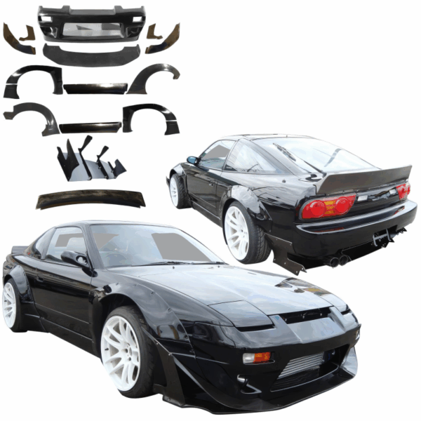 VSaero FRP TKYO v2 Wide Body Kit w Wing for Nissan 240SX 1989-1994 > 3dr Hatch - Image 3
