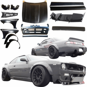 VSaero FRP TKYO Boss Wide Body Kit w Wing 16pc for Nissan 240SX (S14) 1995-1998