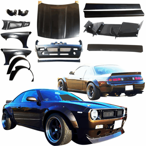 VSaero FRP TKYO Boss Wide Body Kit w Wing 16pc for Nissan 240SX (S14) 1995-1998 - Image 2