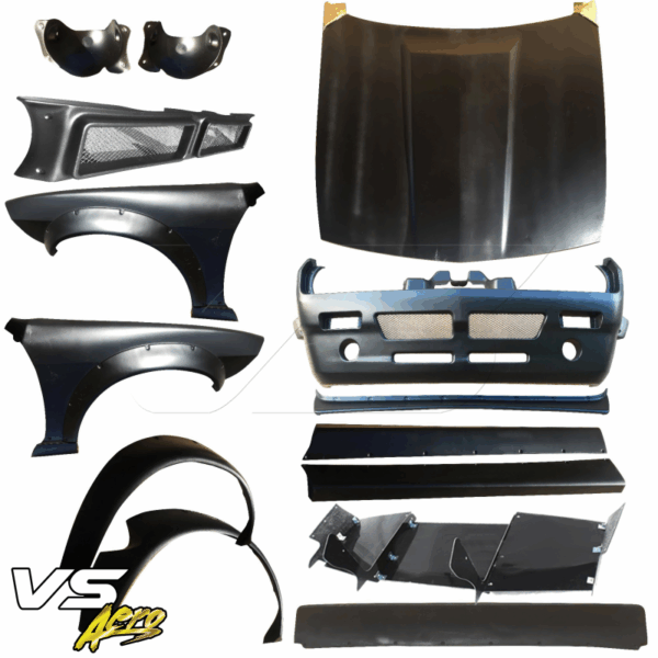 VSaero FRP TKYO Boss Wide Body Kit w Wing 16pc for Nissan 240SX (S14) 1995-1998 - Image 3