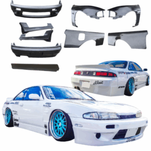 VSaero FRP TKYO v1 Wide Body Kit w Wing 9pc for Nissan 240SX (S14) 1995-1996